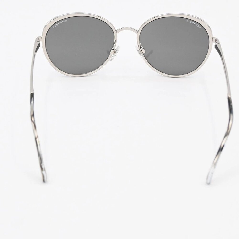 CHANEL CC Logo Sunglasses Eye Wear Mirror Lenz Plastic Metal Silver 4206 36RL592 - Picture 3 of 14